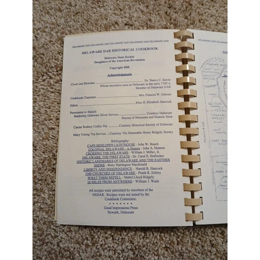 Delaware DAR Historical Cookbook‎ – Rare Spiral-Bound Edition